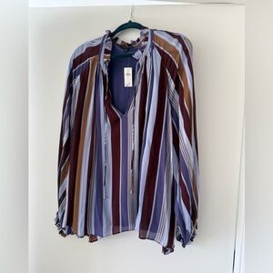 Banana Republic Purple and Brown Striped Blouse